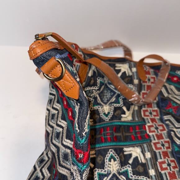 JOHNNY WAS Austin Embroidered Cloth Cotton Large Overnight Tote Weekender Bag - Picture 7 of 15